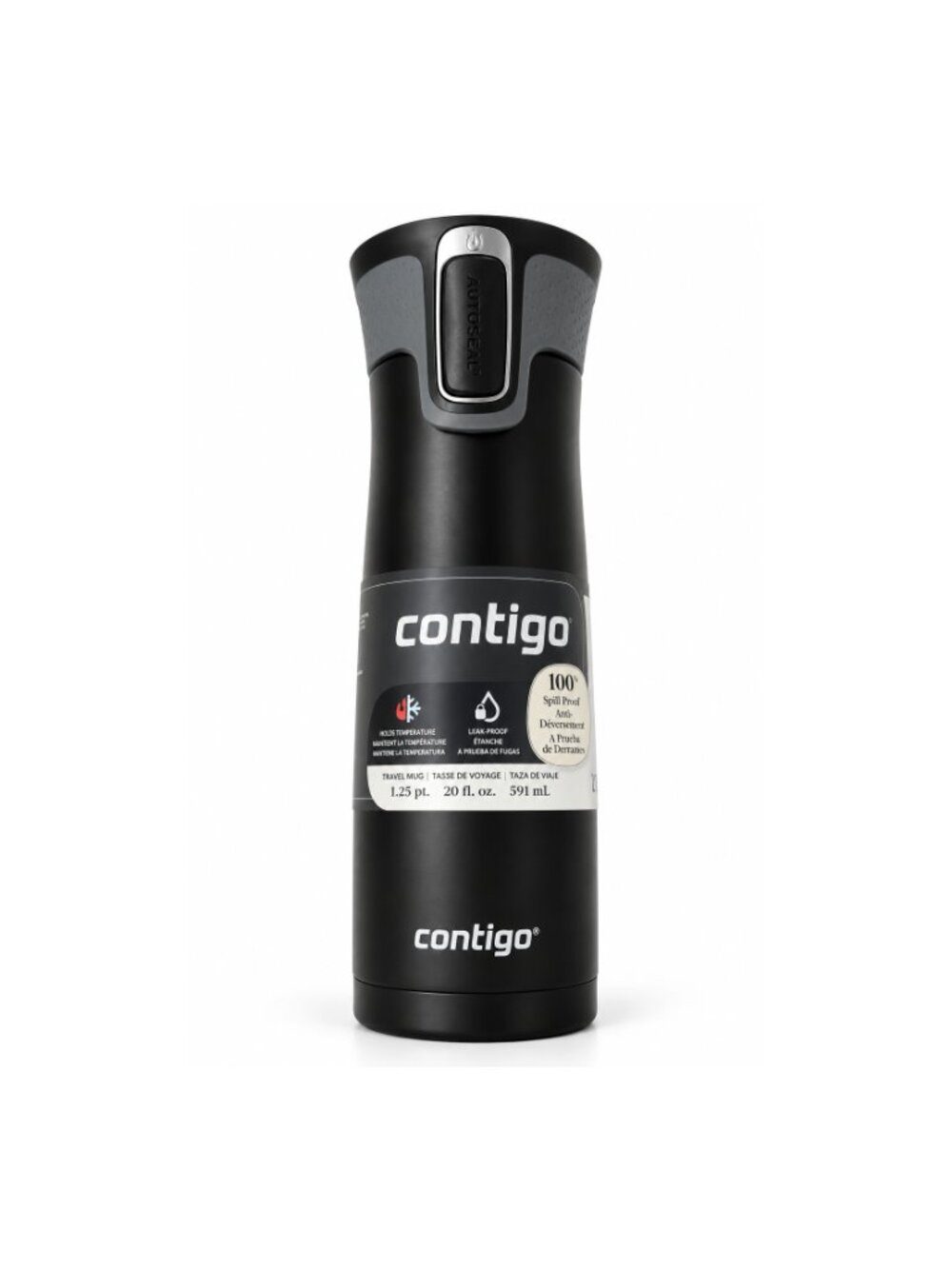 Contigo West Loop 20oz Stainless Steel Travel Mug Black Autoseal Vacuum NoSpill